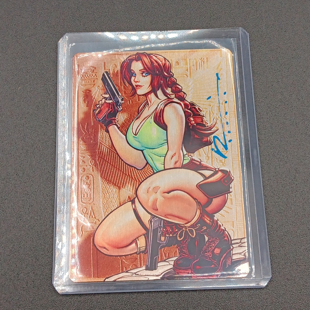 Lora Croft Tomb Raider Metal card Signed by Chad Hardin With COA